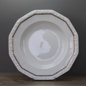 Rosenthal Maria white black scale edge with gold rim soup plate/MANGE