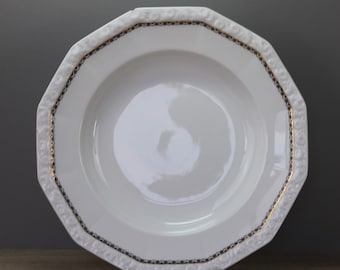 Rosenthal Maria Weiß Schwarze Schuppenkante M. Goldrand Suppenteller/mangel