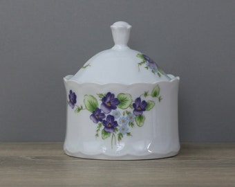 Eschenbach decor violet sugar bowl with lid height approx. 10.5 cm