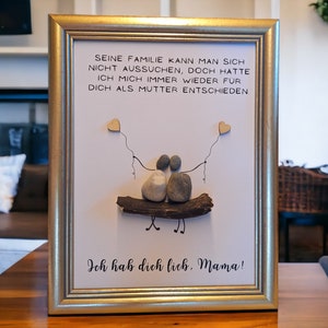 Idea de regalo para mamá / mami / madre para cumpleaños Navidad Día de la Madre Cuadro de piedra PebbleArt con madera flotante Mamá es la mejor