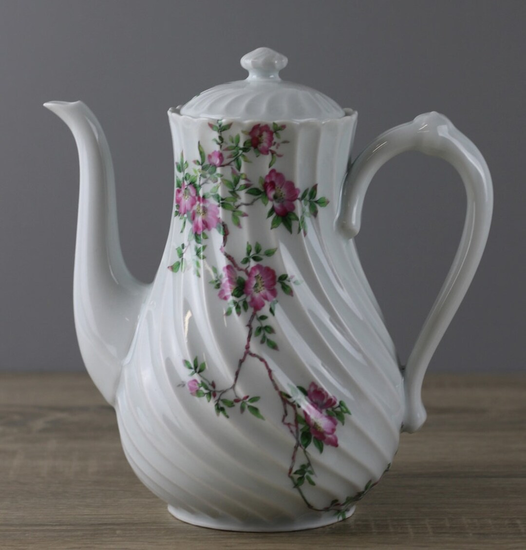 Haviland Limoges France Eglantine Rose Kaffeekanne Mit Deckel Höhe Ca