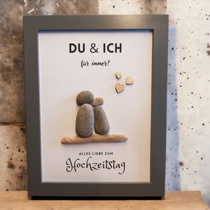 Sweet gift for wedding, wedding day, anniversary, love, handmade stone picture YOU & ME made of pebbles, customizable PebbleArt