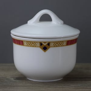 Villeroy & Boch Decor with Ribbon Ochre Salmon Sugar Bowl with Lid Ø 9 cm
