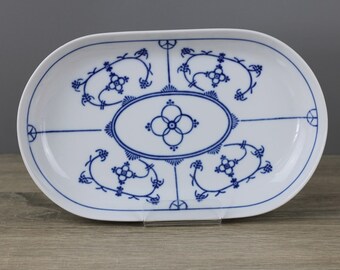 Jäger Indisch blau Strohblume Servierplatte Platte Fleischplatte 23 x 14,5 cm