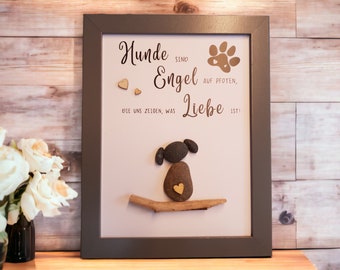 Geschenk Steinbild Hundeliebhaber Hundebesitzer Hundebesitzerin Hundefreund Hundemensch Hund  personalisierbar zu Weihnachten Geburtstag