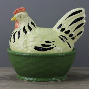 Calentador de huevos de cerámica Zeller con forma de gallo y gallina, altura del pollo aprox. 17 cm