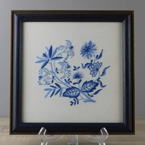 Schwarzkopf Gemälde bestickt gerahmt Zwiebelmuster ca. 29,8 x 29,8 cm TOP