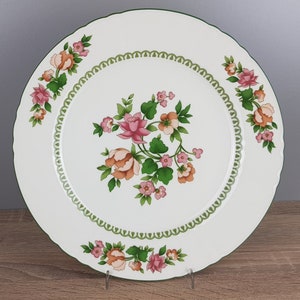 Hutschenreuther rosa Blumen grüne Ranken Speiseteller Teller Essteller Ø 25,2 cm