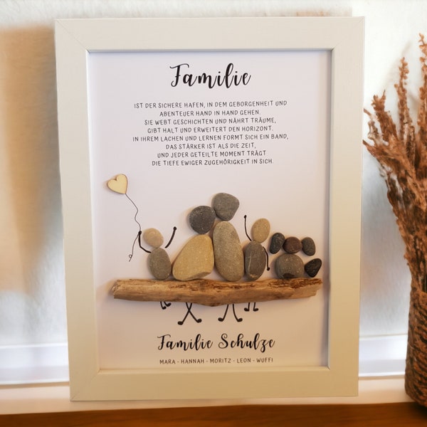 Stone picture family picture perfect gift for birthday Christmas for moving in parents children mom dad birthday gift family pet