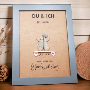 Gift for wedding anniversary love handmade stone picture made of pebbles personalizable Pebble Art each picture unique