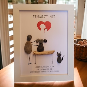 Stone picture "Veterinary practice with heart" gift thank you for veterinarian veterinarian personalizable, handmade, Christmas gift, dog cat