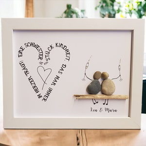 Stone picture sister personalizable gift birthday Christmas moving in driftwood birthday gift sisters sisterly love