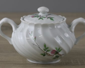 Haviland Limoges France Eglantine Rose sugar bowl with lid