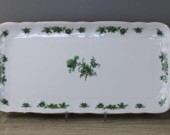 Seltmann Weiden Vienna Mozart green flower 26475 King Cake Plate approx. 29 x 15 cm