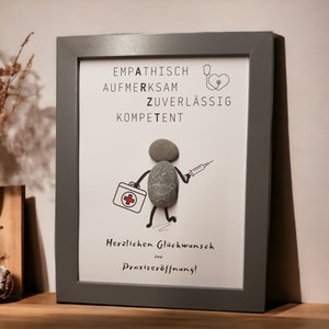 Stone picture gift for the opening of a medical practice for doctors, general practitioners, dentists, ENT specialists, etc. Handmade pebbles, customizable