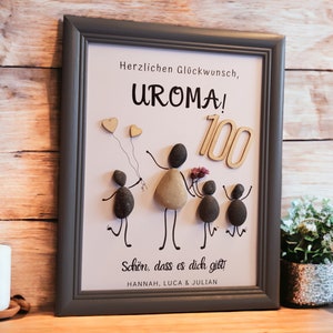 Sweet 100th birthday gift for great-grandma, great-grandpa, grandma, grandpa, mom, dad, uncle, aunt, boyfriend, girlfriend... Stone picture customizable