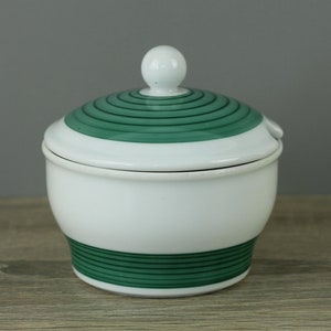 Arzberg Donau green stripes sugar bowl with lid