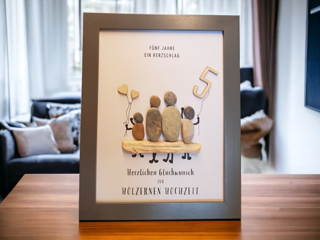 Familienbild Geschenk zur Hölzernen Hochzeit / 5. Hochzeitstag