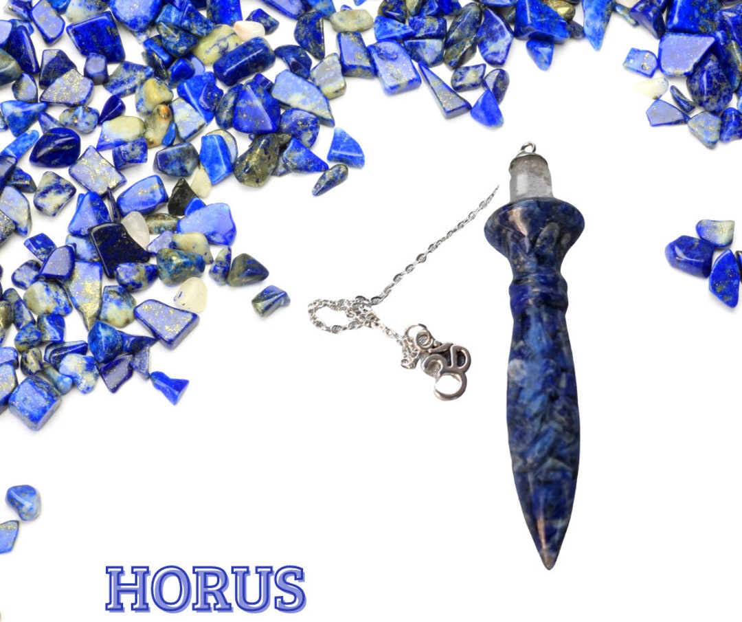 Pendentif Pendule égyptien Thot En Lapis Lazuli 46mm - Pierre Naturelle - Fait Main France