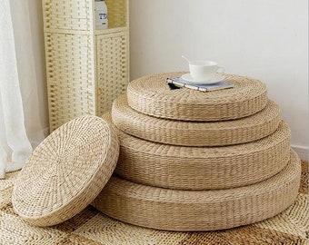 Natural Straw, Foam-Filled Meditation Cushion