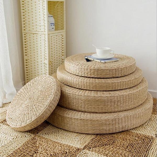 Natural Straw, Foam-Filled Meditation Cushion