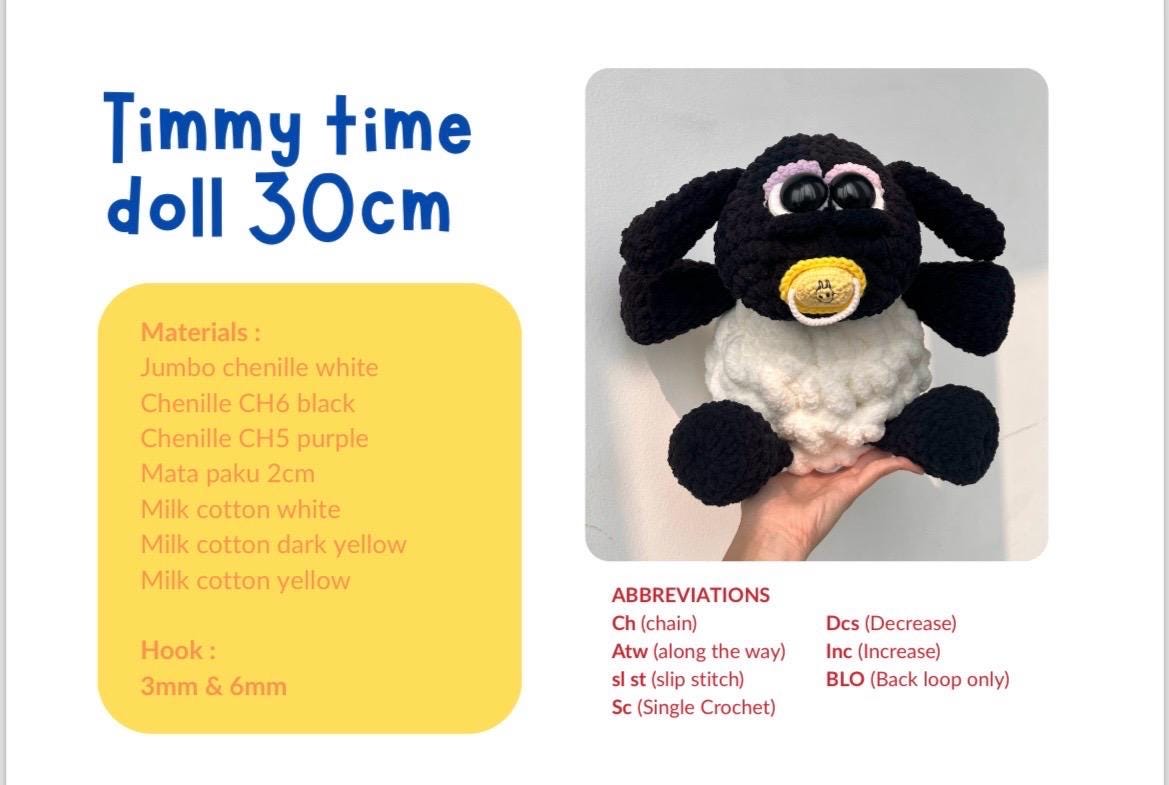 Crochet Pattern Timmy the Sheep Crochet Doll 30cm | INTERMEDIATE