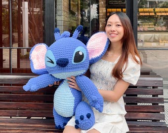 Stitch enorme gehaakte pop van Clarissa Handmade / gehaakte pop / amigurumi, patroon van 70 cm