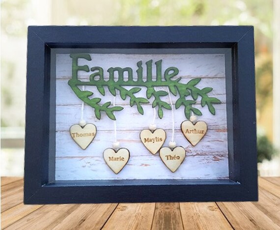 Cadre Bois Noir Famille/ Cadre Personnalisable