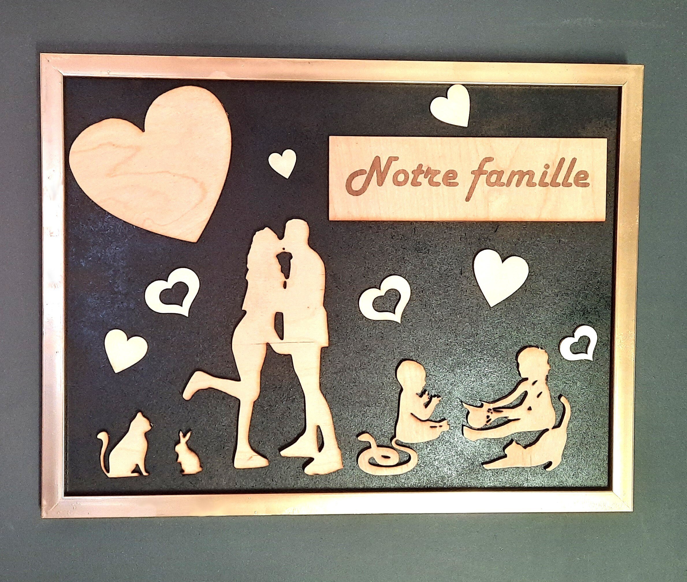 Cadre Silhouettes Notre Famille/Cadeau Original/Cadre Personnalisable