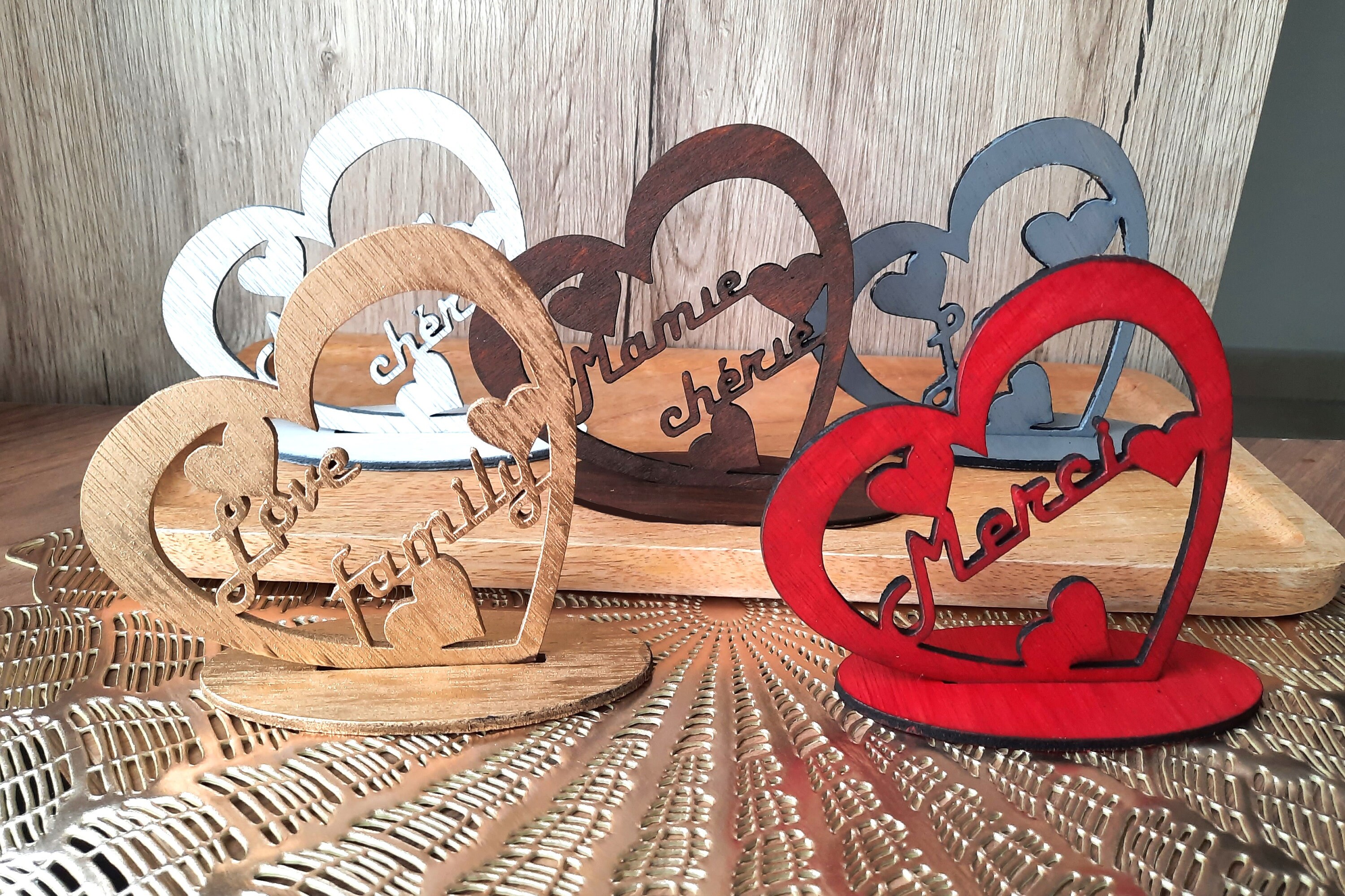 Coeur Bois Personnalisé/ Cœur Maman/ Coeur Mamie/ Prénom/ Message