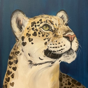 Jaguar Painting: Heart Spot Portrait, Big Cat Art (16x20”)