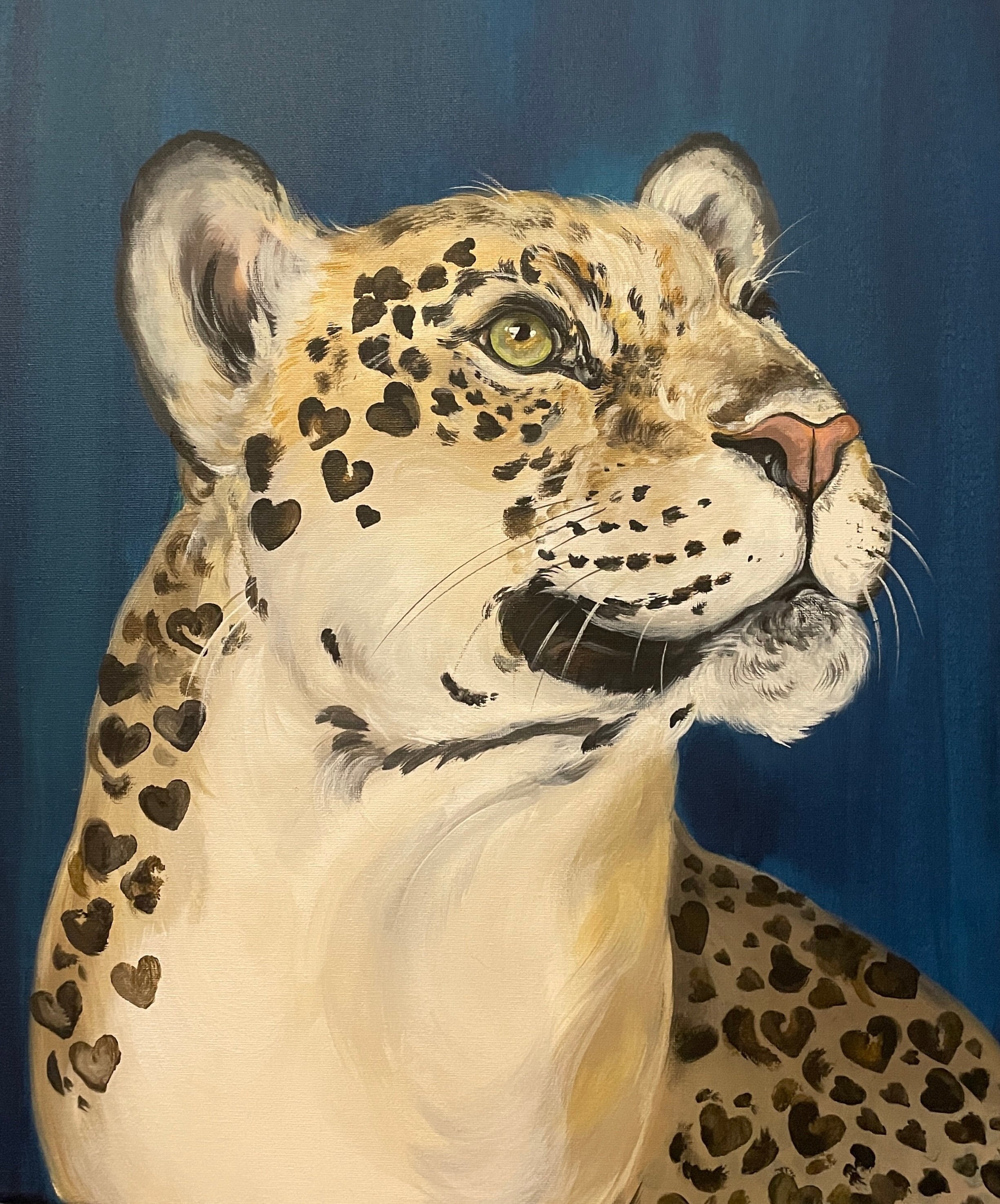 ジャガーの絵画：ハートスポットの肖像、ビッグキャットアート（16x20