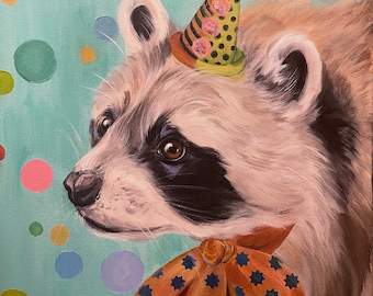 Clown Art, Raccoon Art, Clown,  Raccoon Wall Hanging, Parody Art, Funny Wall Art, Funny Wall Hanging, Clown Painting, Raccoon Painting, Art