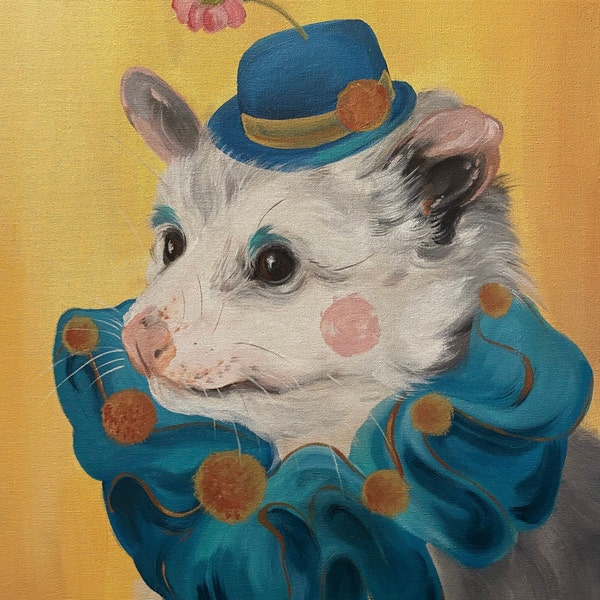 Clown Art, Possum Art, Clown, Possum Wall Hanging, Parody Art, Funny Wall Art, Funny Wall Hanging, Clown Print, Possum Print, Art, Print