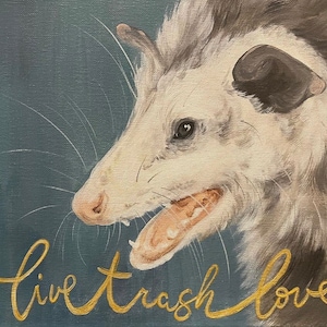 Unframed Possum Art, Possum Art, Live Laugh Love, Live Laugh Love Art, Possum Wall Hanging, Parody Art, Funny Wall Art, Funny Wall Hanging