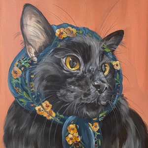 Babuschka Katzenbild Art Print: Kopftuch, Kopftuch, Geschenk für Katzenliebhaber