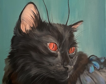 黒猫ミー絵画2点 黒猫ミー雲の上シリーズ絵画2点 黒猫ミー雲の上