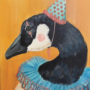 Clown Art, Goose Art, Bird Art, Parody Art, Funny Wall Art, Clown Print, Goose Print, Art, Print, Silly Goose, Clown Collar, Clown Ruffle