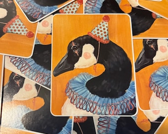 Silly Goose Clown Vinyl Sticker: Whimsical Animal Decal