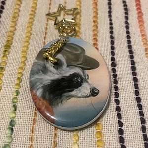 Raccoon Cowboy Keychain: Western Animal Lover Gift