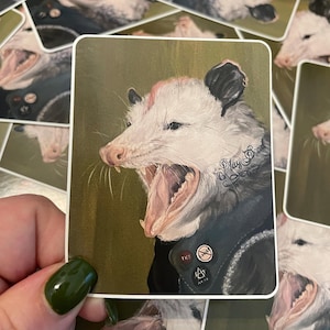 Adesivo de vinil punk gambá, adesivo de animal fofo, presente engraçado para amantes de arte alternativa, decalque de gambá, animal punk rock, presente para punk