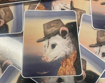 Sticker Cowboy Possum : Sticker rigolo pour ordinateur portable, oeuvre d'art originale