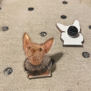 Sphynx Cat Acrylic Pin: Angelina Davis Artwork (1x1.5”)