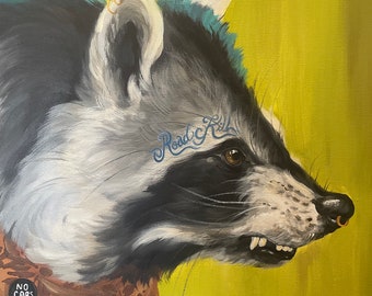 Stampa artistica Punk Raccoon: parodia di moda alternativa (8x10")