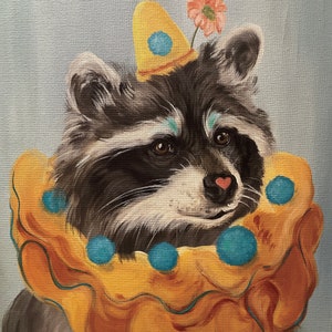 Clown Raccoon Art Print: Funny Parody Wall Hanging (8x10)