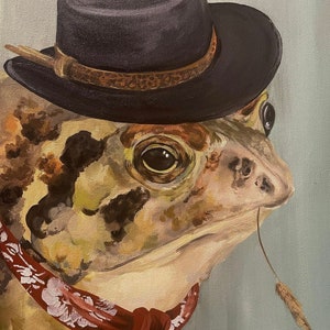 Unframed Frog Print, Frog, Frog and Toad, Frog Art, Cowboy Art, Western Decor, Western At Home Decor, Western Art, Toad Art, Toad, Funny Art
