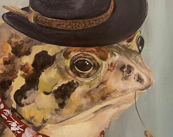 Impression d'art grenouille cow-boy : décoration d'intérieur western (8 x 10 sans cadre)