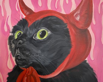 吸血鬼猫の壁アート ゴシック黒猫の肖像画 ダークアカデミア装飾