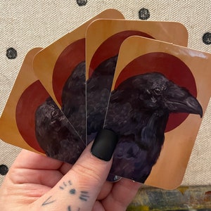 Raven Sticker, Crow Sticker, Bird Sticker, Vinyl Sticker, Halloween Decor, Edgar Allan Poe, Book Lover Gift, Spooky Sticker, Gothic Sticker