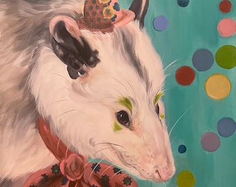 Wydruk artystyczny „Klaun Possum”: Zabawna parodia ścienna (8x10)